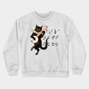 Black Cat and Music Dancing Tshirt Crewneck Sweatshirt